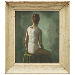 20th Century Oil Portrait of a Young Woman by Daniel Mistrik, 1960s