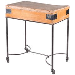 Vintage Butcher Block on Custom Base with Casters