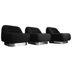 Three M.F. Harty Mod Mid-Century Modern Chrome Modular Lounge Chairs