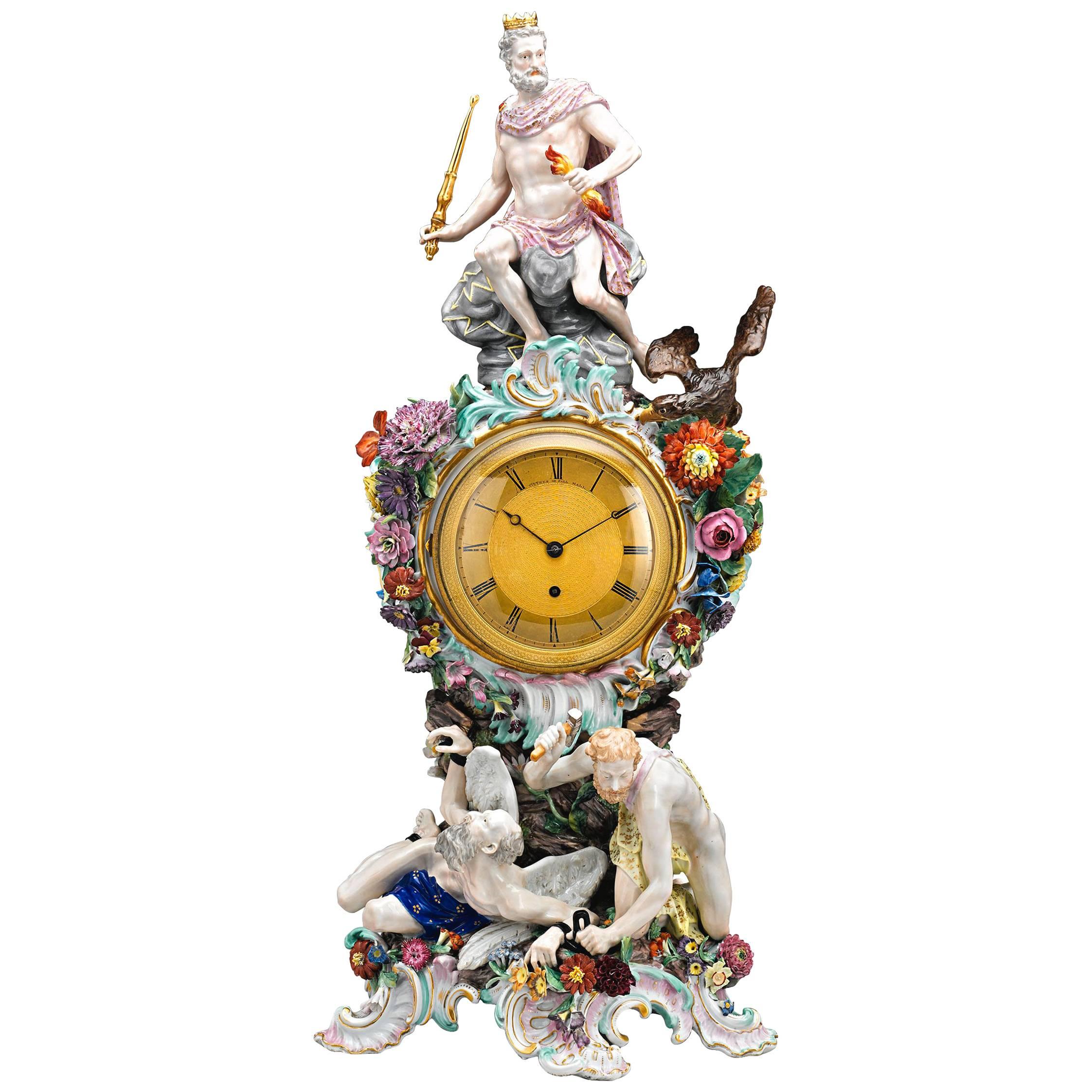 Prometheus Porcelain Mantle Clock by Meissen