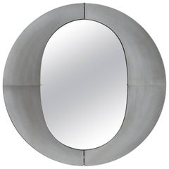 Large Etched Circular Aluminium Mirror by Lorenzo Burchiellaro, 1970
