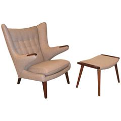 Hans J. Wegner AP Stolen Papa Bear Chair and Stool, 1950s 2