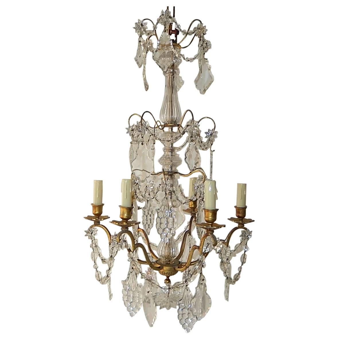 French Crystal Baccarat Style Grape Cluster Chandelier