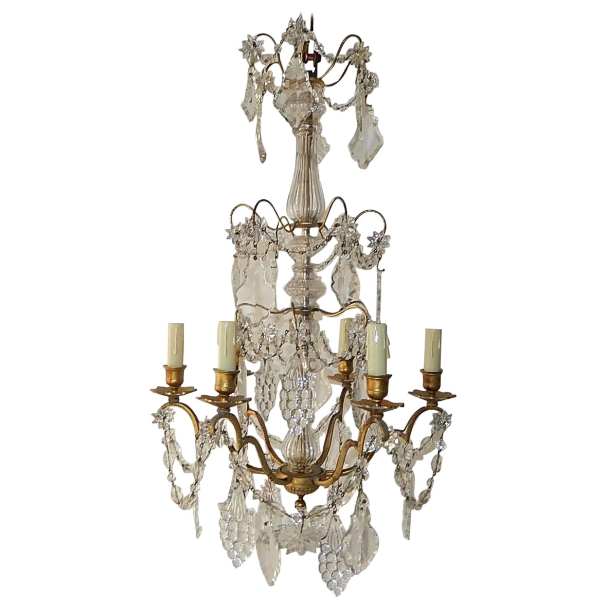 French Crystal Baccarat Style Grape Cluster Chandelier c 1890
