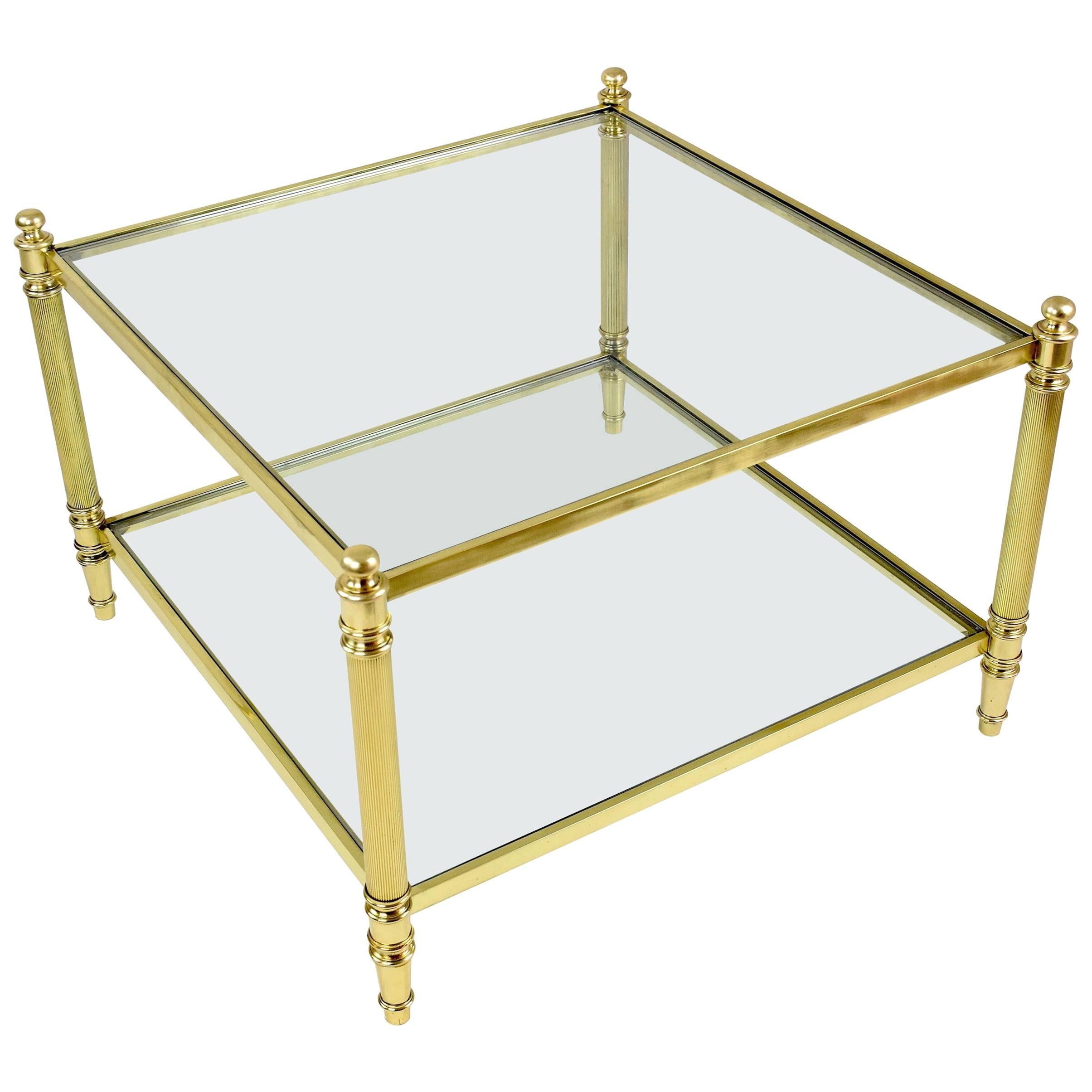 Hollywood Regency French 20th Century Vintage Brass Coffee Table, 1970s