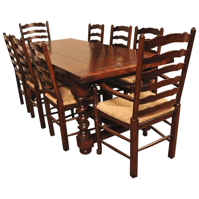 Barley Refectory Table Ladder Back Chair Kitchen Set For Sale at 1stDibs