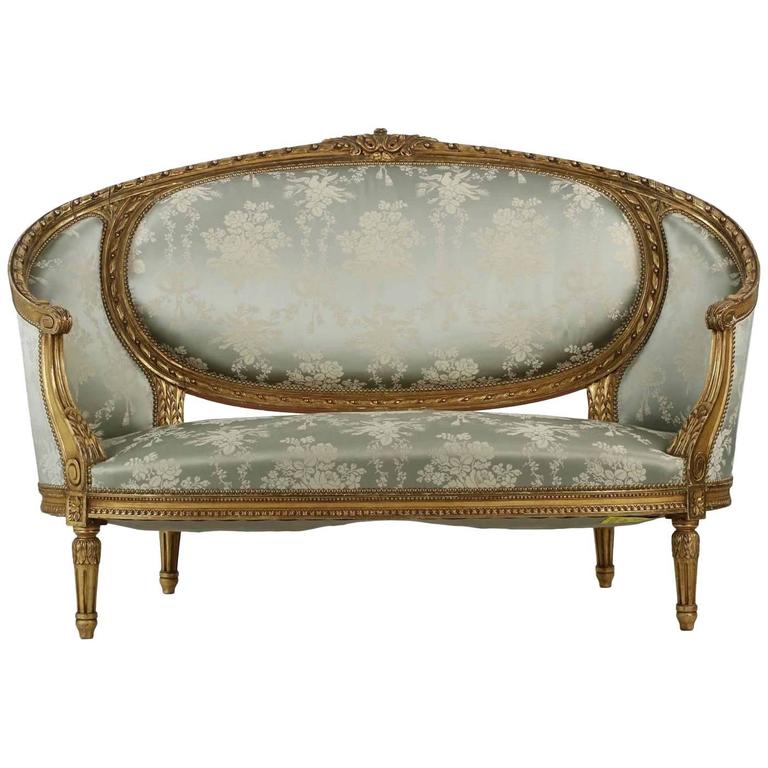 French Louis XVI Style Carved Giltwood Antique Canapé Sofa at 1stDibs |  canape french, louis xvi canape, canapes sofa