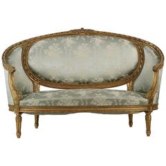 French Louis XVI Style Carved Giltwood Used Canapé Sofa