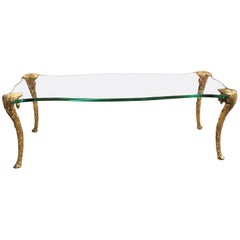 Maison Charles Gilt Bronze and Glass, Mid-Century Coffee Table