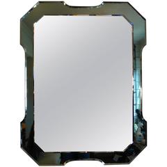Italian Fontana Arte Style Rectangular Mirror with Green Beveled Border 5