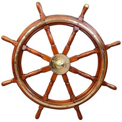 Vintage Eight-Spoke Brown Bros. Ship's Wheel