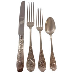 Japanese by Tiffany Sterling Silver Flatware Set Service 34 Pcs Audubon Birds