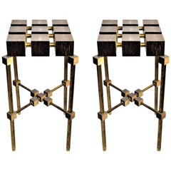 Pair of Luxury Handmade Galuchat High Side Tables