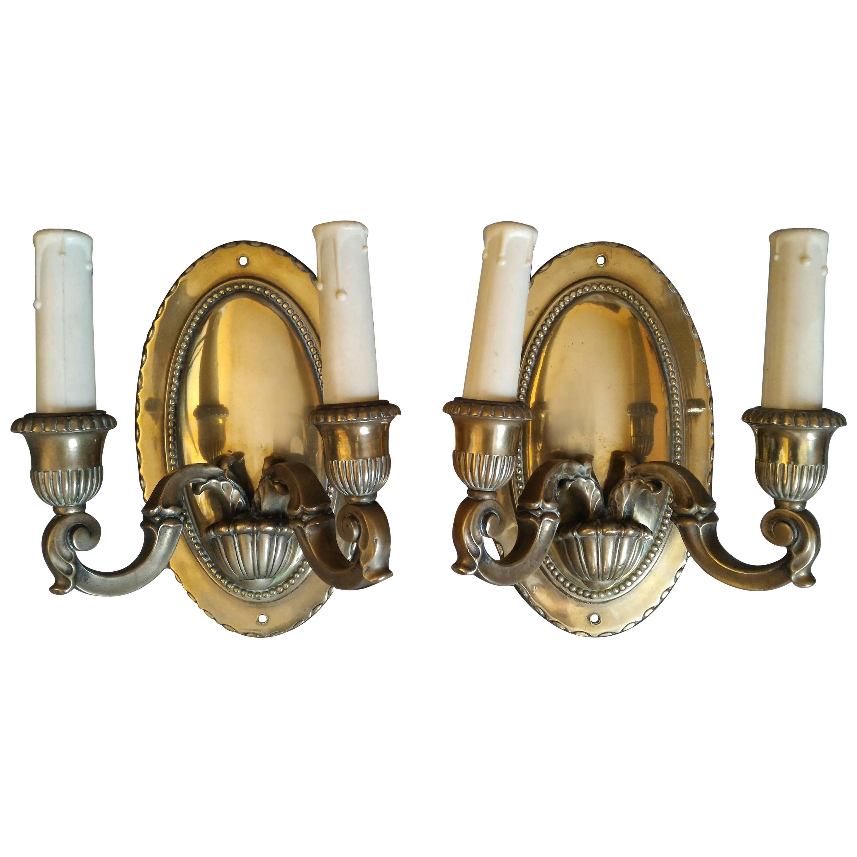 Pair of Neoclassical Bronze Sconces, France 