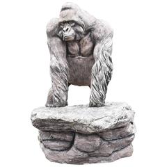 Vintage Giant Lifesize Stone Gorilla Garden Statue Monkey Ape Art