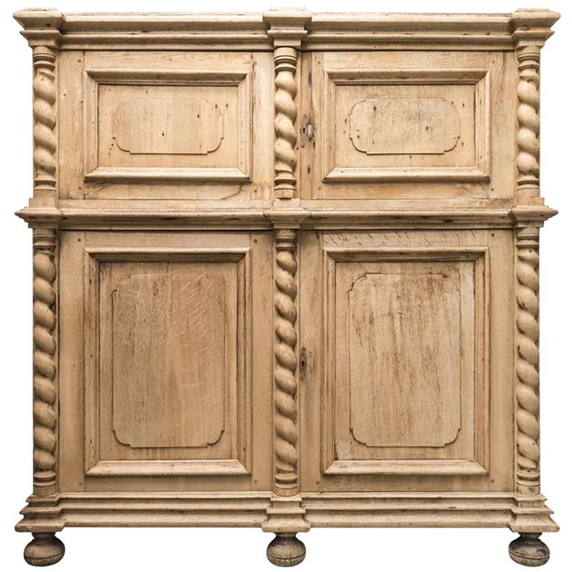 Antique Wood Four-Door Cabinet For Sale