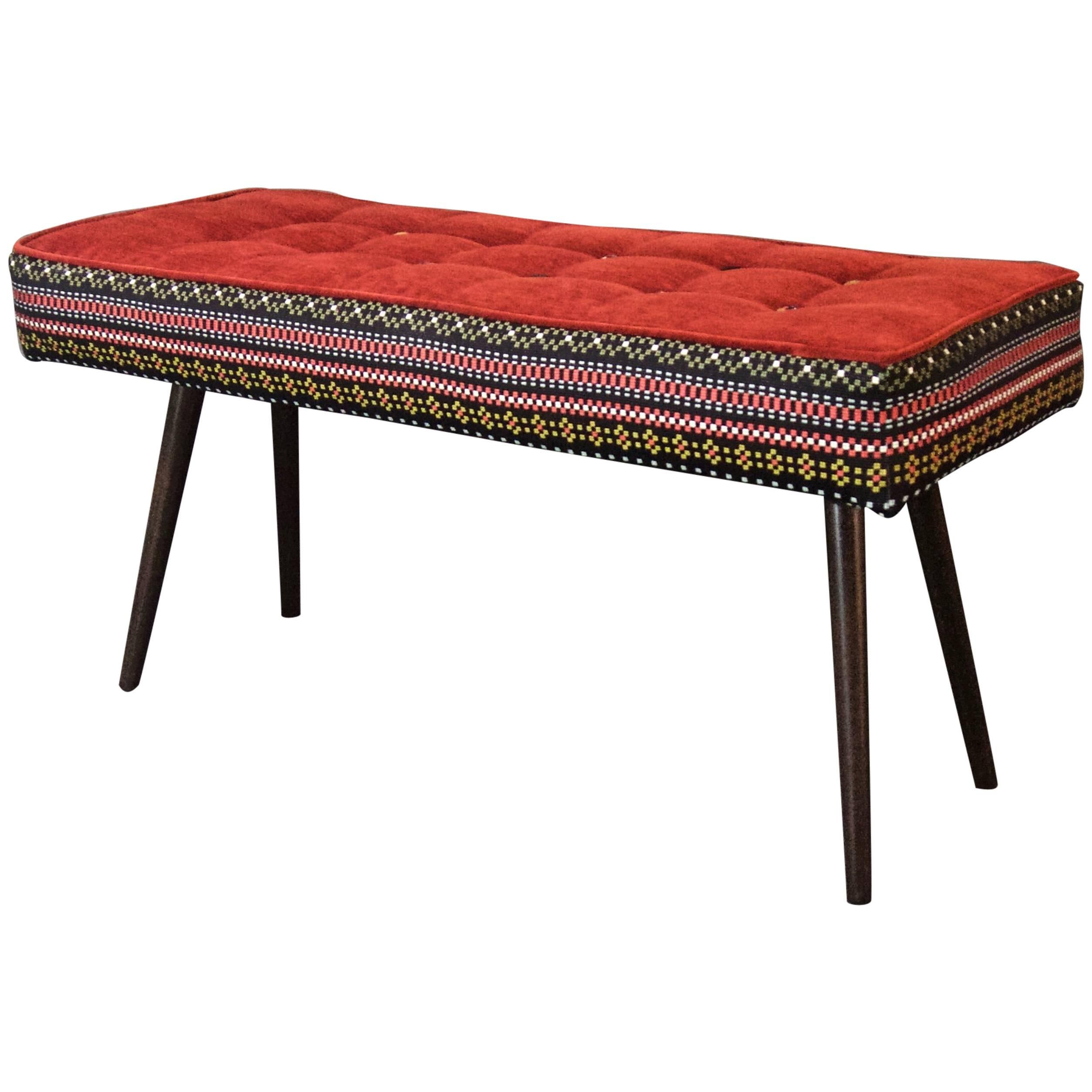 Studio Series Bench, Folklorica with Flame Red Seat For Sale