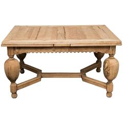 Antique Extendable Bleached Oak Dining Table
