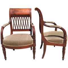 Pair of 18th Century French Mahogany Directoire Armchairs 4