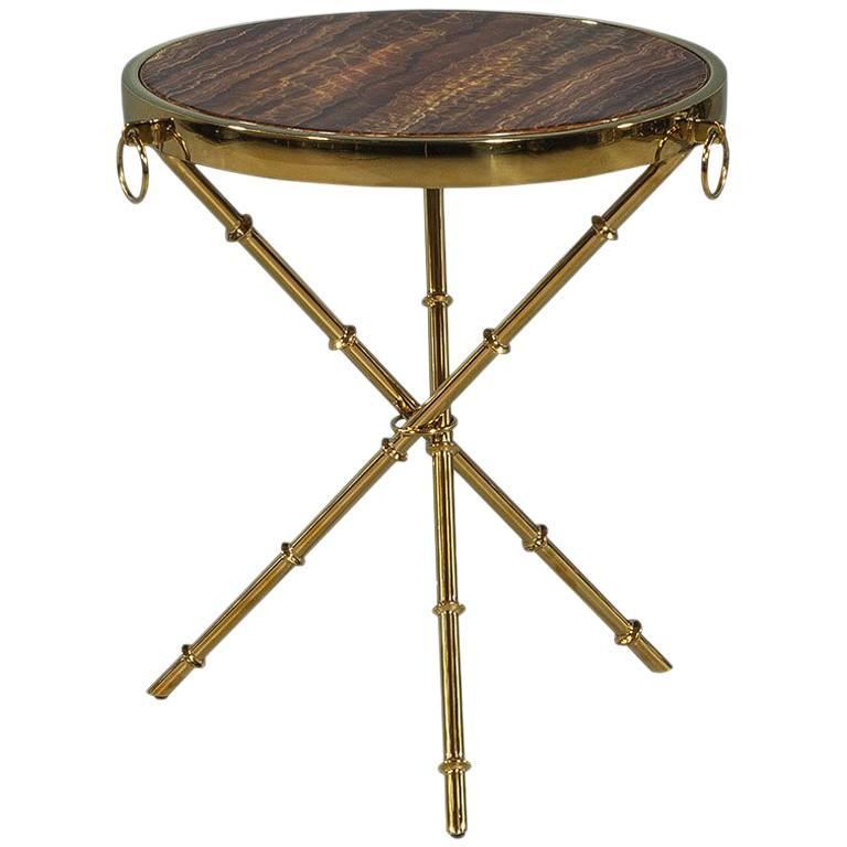 Round Marble and Brass Accent Table at 1stDibs
