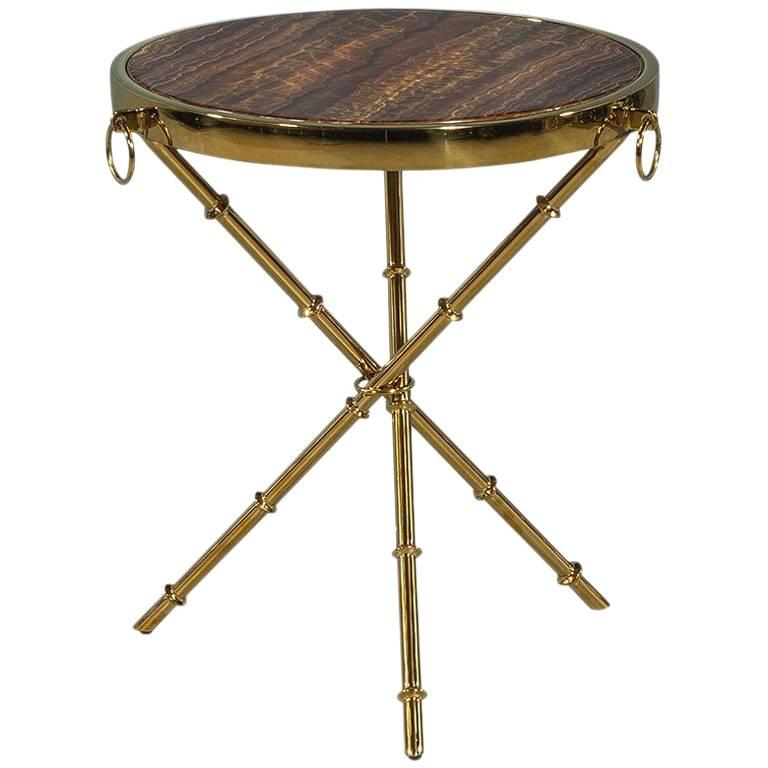 Round Marble and Brass Accent Table