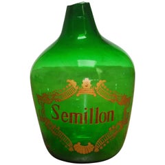 19th Century French Green Glass Winery Demijohn