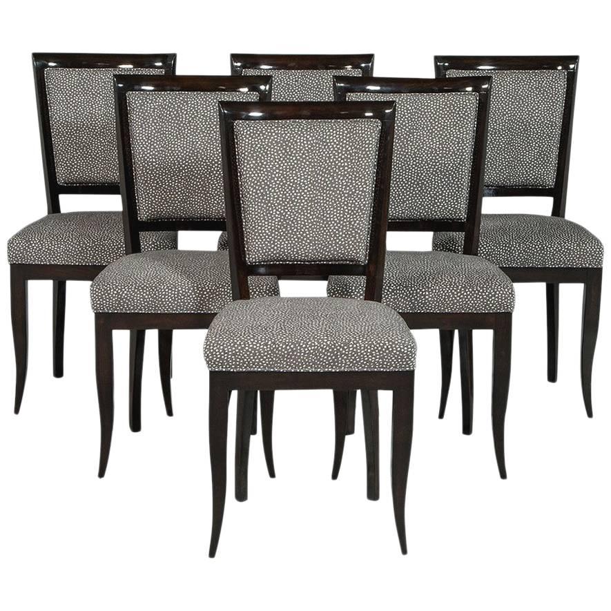 Set of Six Graphic Art Deco Dining Chairs