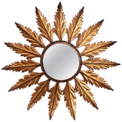Small Italian Gilt Metal Starburst Mirror