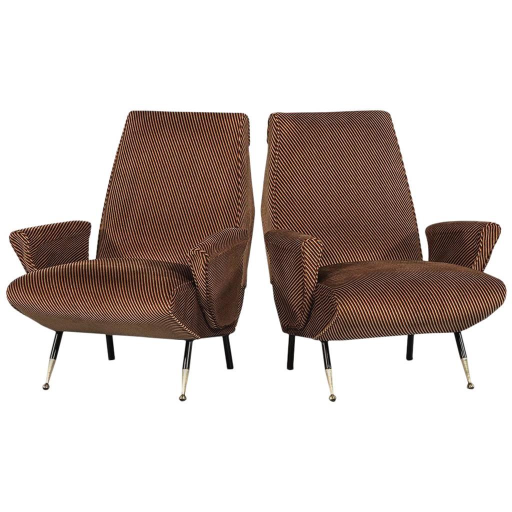 Pair of Stripped Armchairs in the Style of Gio Ponti