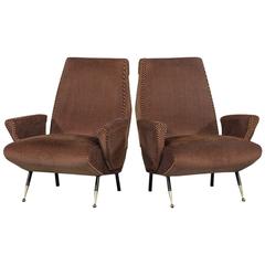 Pair of Stripped Armchairs in the Style of Gio Ponti 1