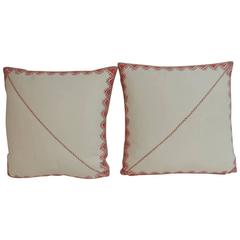 Pair of 19th Century Red and White Embroidered Greek Isles Decorative Pillows 2