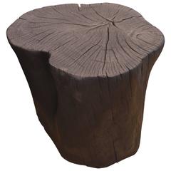 Triple Burnt Teak Wood Side Table
