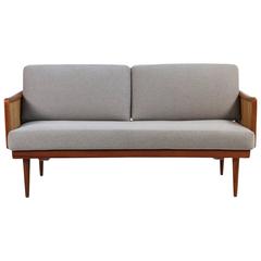 Rare 1960s Peter Hvidt Mod. 451 Daybed France & Daverkosen Teak & Cane Sofa