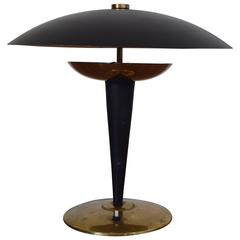 Italian Brass and Painted Metal Table Lamp, Mid-20th Century