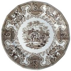 English Brown and White Plate, 'Texian Campaigne' by Thomas Walker