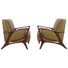 Mid-Century Leather Lounge Chairs by Eugenio Escudero