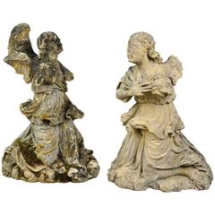 Stunning Pair of French 18th Century Stone Angels 8
