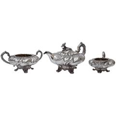 19th Century William IV Charles Emes Three-Piece Silver Tea Set