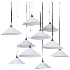 1930s Milk Glass Pendants, A Run of 10