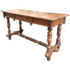 English fruitwood turned leg table