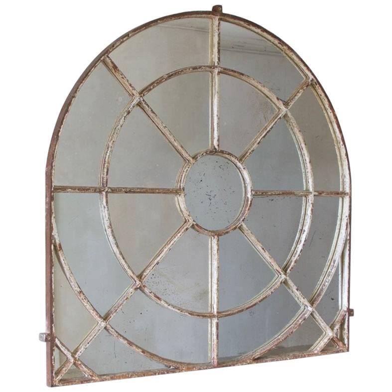 Unusual Overmantel Shaped Cast Iron Window Mirror