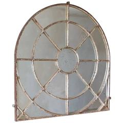 Antique Unusual Overmantel Shaped Cast Iron Window Mirror