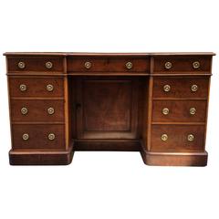 English Mahogany Writing Desk with Red Leather Top, circa 1840 1