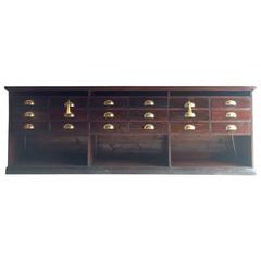 Antique Huge Shop Counter Haberdashery Sideboard Chest Drawers Mahogany