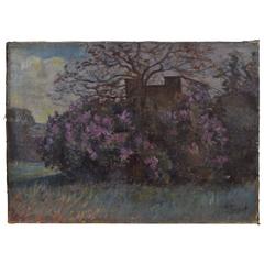 Antique French Oil on Canvas, Villa, Second Half of the 19th Century