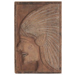 Hand-Carved Wood Indian Chief Plaque