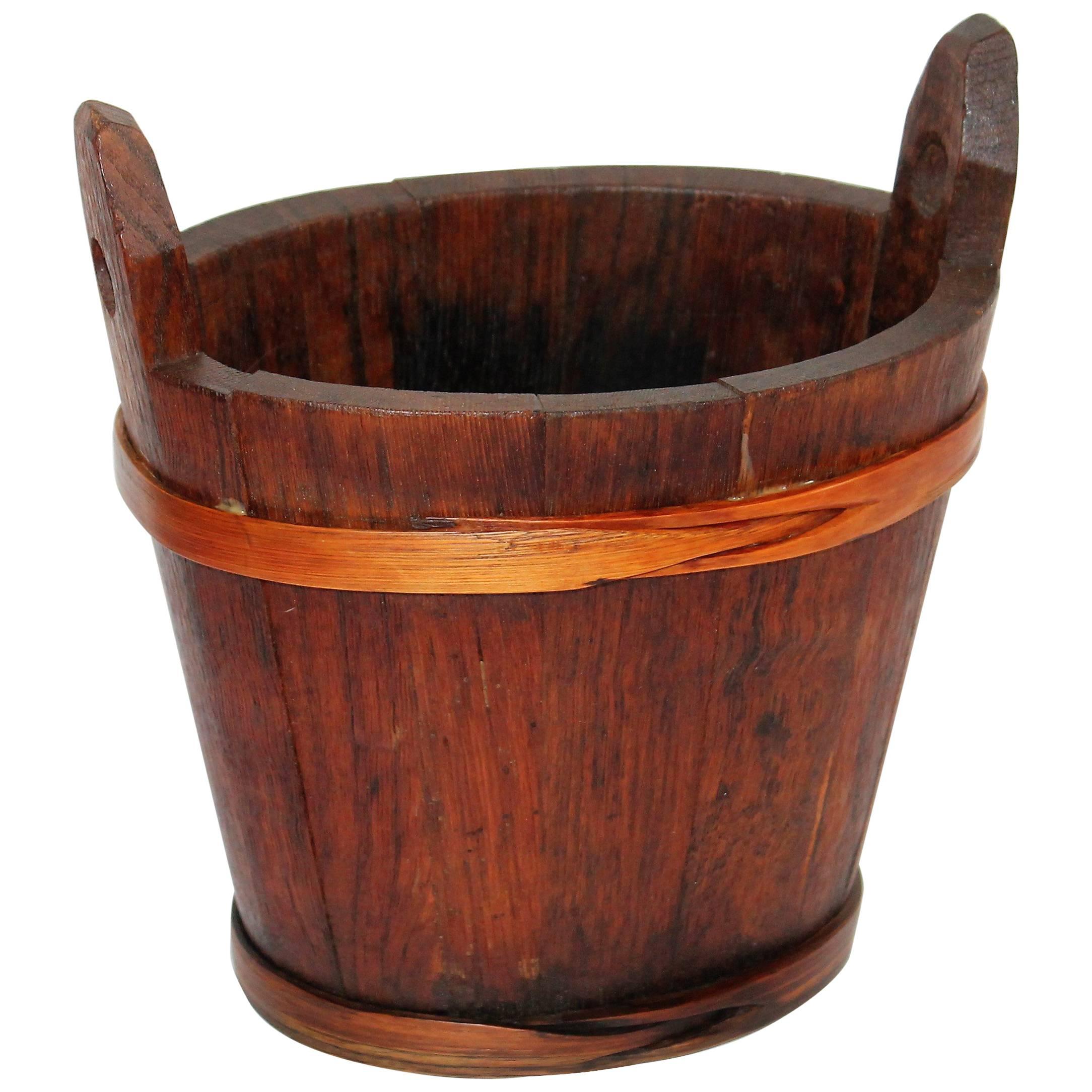 Hand Carved 19th Century Double Handled Bucket