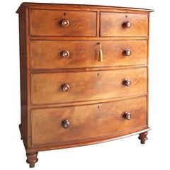 Victorian Flame Mahogany Bowfront Chest of Drawers Dresser