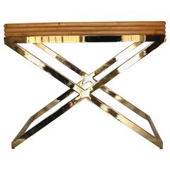 Stylish Bamboo and Brass Bar Table by Milo Baughman