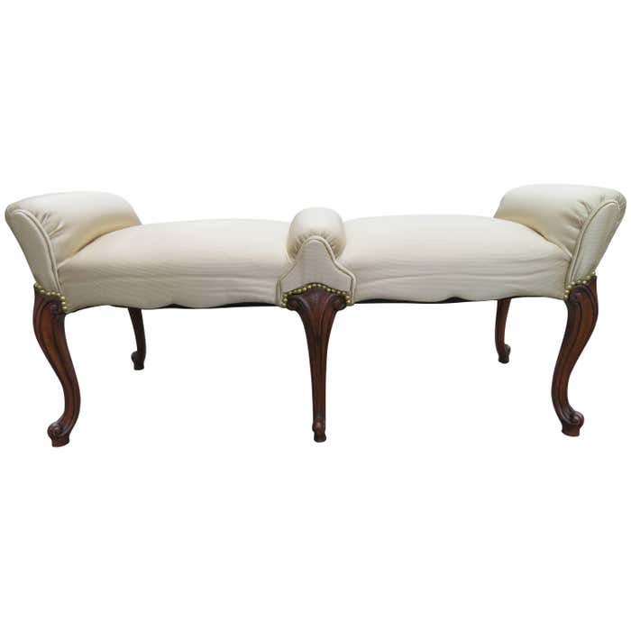Elegant Regency Modern Cabriolet Leg Upholstered Bench Dorothy Draper ...